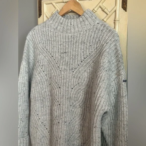 Columbia Women’s Wool Blend Cable Knit Mock Neck Sweater size large - Picture 5 of 8